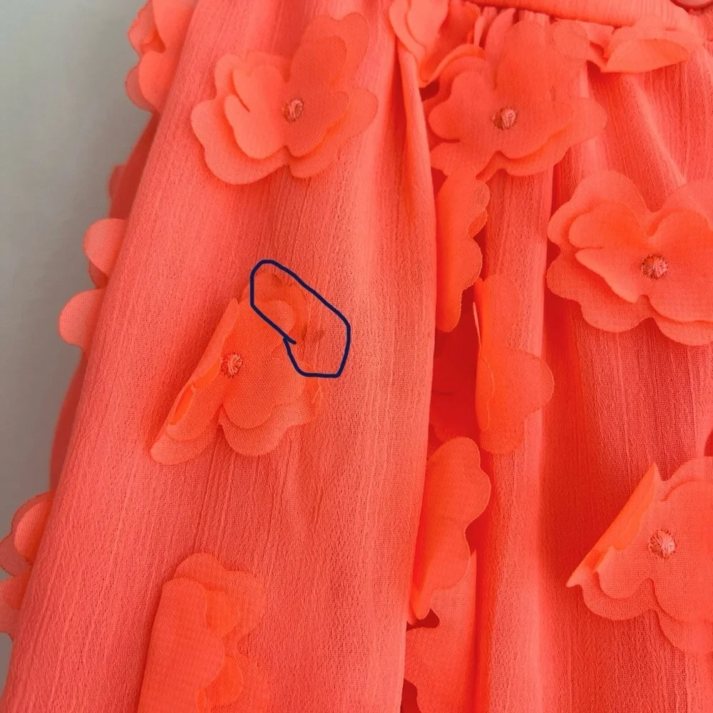 Cat & Jack Neon Coral Floral Dress with Bloomer | Baby Girl 18 Months